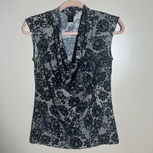Ann Taylor Elegant Floral Lace Print‎ Cowl Career Top | Small